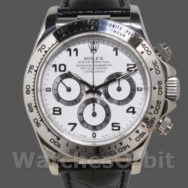 Replica Rolex Daytona 40mm Heren-16519-Witte wijzerplaat-Zwarte lederen band Wit