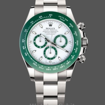 Replica Heren Rolex Daytona 116500LV Groen keramische lunette met witte wijzerplaat Witte wijzerplaat
