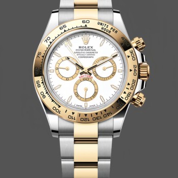 Replica Heren Rolex Daytona-126503, tweekleurig, witte wijzerplaat