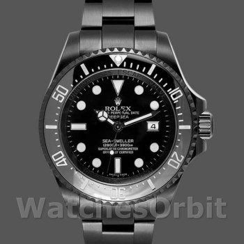 Replica Rolex Sea-Dweller Deepsea 44mm Heren-116660-PVD/DLC Gecoat Roestvrij Staal-Zwarte Wijzerplaat Zwart