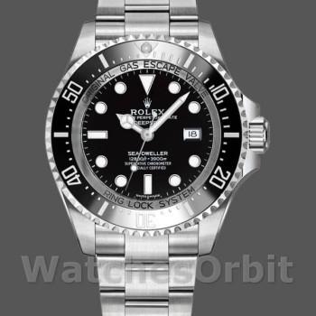 Replica Rolex Sea-Dweller Deepsea 44mm Heren-116660-Roestvrij Staal-Zwarte Wijzerplaat Zwart