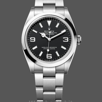Replica Unisex Rolex Explorer-124270 0001, 36 mm, roestvrij staal, zwarte wijzerplaat Zwart