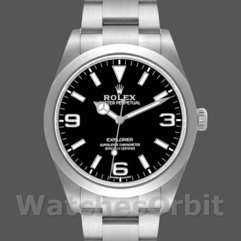 Replica Heren Rolex Explorer-214270, 39mm, Roestvrij staal, zwarte lichtgevende wijzerplaat