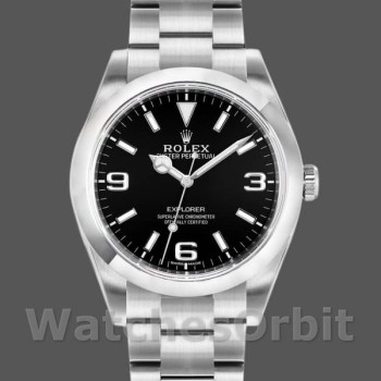 Replica Rolex Explorer 39mm Heren-214270-Roestvrij Staal-Zwarte Wijzerplaat Zwart