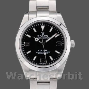 Replica Heren Rolex Explorer 39mm Heren-42002-Roestvrij Staal-Zwarte Wijzerplaat Zwart