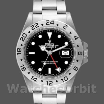 Replica Rolex Explorer II 39mm Heren-16550-Roestvrij Staal-Zwarte Wijzerplaat Zwart
