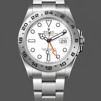 Replica Rolex Explorer II 42mm Heren-m226570 0001-Roestvrij Staal-Witte Wijzerplaat Wit