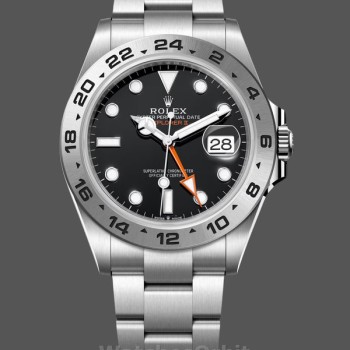 Replica Rolex Explorer II 42mm Heren-m226570 0002-Roestvrij Staal-Zwarte Wijzerplaat Zwart