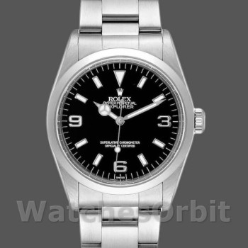 Replica Unisex Rolex Explorer 36mm Heren-SRL156 14270-Roestvrij Staal-Zwarte Wijzerplaat Zwart