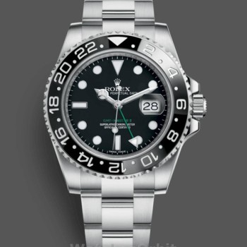 Replica Rolex GMT-Master II 40mm Heren-116710LN-Zwarte Wijzerplaat-Roestvrijstalen Kast Zwart