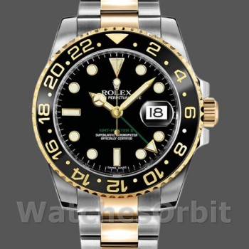 Replica Rolex GMT-Master II 40mm Heren-116713LN-Roestvrij Staal-Zwarte Wijzerplaat Zwart