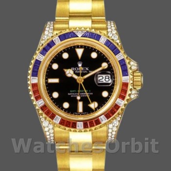 Replica Rolex GMT-Master II 40mm Heren-116758-Oyster Armband-Zwarte Wijzerplaat-Diamanten Zwart