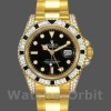 Replica Rolex GMT-Master II 40mm Heren-116758 Geelgoud-Zwarte Wijzerplaat-Diamanten Zwart