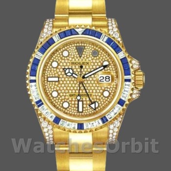 Replica Heren Rolex GMT-Master II-116758, 40mm, Geelgoud, Gegolfde wijzerplaat, Heren-Gegolfd