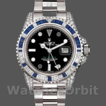 Replica Heren Rolex GMT-Master II-116759SA, 40mm, Witgoud, Zwarte Wijzerplaat, Heren Zwart