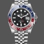 Replica Heren Rolex GMT-Master II Roestvrij Staal 40MM met zwarte wijzerplaat en rode ring Zwart