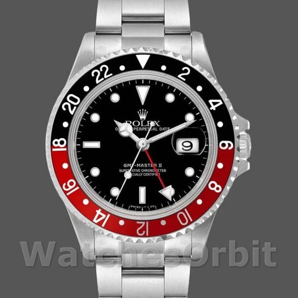 Replica Heren Rolex GMT-Master II-16710, 40mm, Zwarte Wijzerplaat, Zwarte Rode Coke Bezel, Heren Zwart