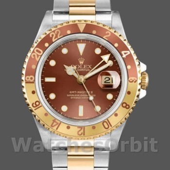 Replica Heren Rolex GMT-Master II-16713, 40mm, Witgoud, Chocolade Wijzerplaat
