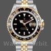 Replica Rolex GMT-Master II 40mm Heren-16713LN-Oysterstaal & Geelgoud-Zwarte Wijzerplaat Zwart