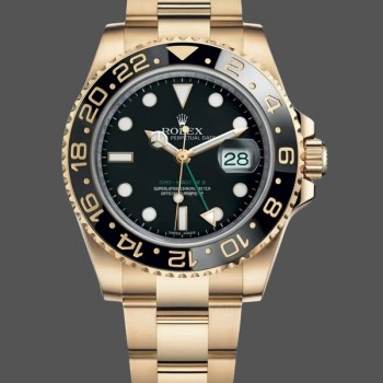 Replica Heren Rolex GMT-Master II 40mm Zwarte Wijzerplaat 116718LN Geelgoud Heren Zwarte Wijzerplaat