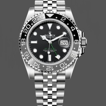 Replica Heren Rolex GMT Master II-M126710GRNR 0003, 40mm, Staal & 18K Geelgoud, Automatisch, Zwarte Wijzerplaat Zwart