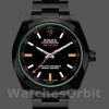Replica Rolex Milgauss 40mm Heren-116400GV-Groen kristal-Roestvrij staal/PVD-Zwarte wijzerplaat Zwart