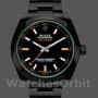 Replica Rolex Milgauss 40mm Heren-116400GV-Groen kristal-Roestvrij staal/PVD-Zwarte wijzerplaat Zwart