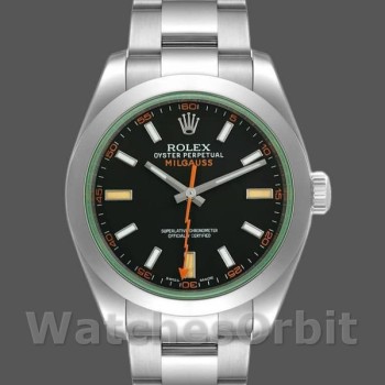 Replica Rolex Milgauss 40mm Heren-116400GV-Roestvrij Staal-Zwarte Wijzerplaat Zwart
