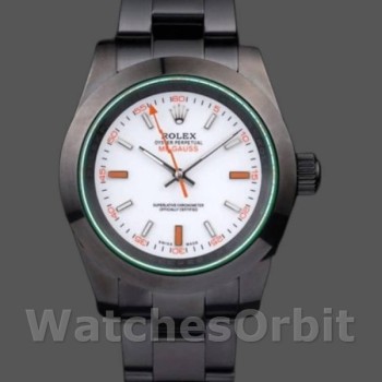 Replica Rolex Milgauss 40mm Heren-PR116610-Roestvrij Staal-Witte Wijzerplaat Zwart