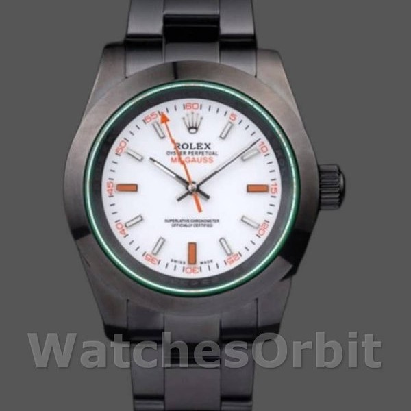 Replica Rolex Milgauss 40mm Heren-PR116610-Roestvrij Staal-Witte Wijzerplaat Zwart