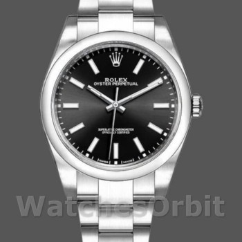 Replica Rolex Oyster Perpetual 39mm Heren-114300-Zwarte Wijzerplaat Zwart