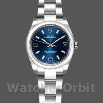 Replica Rolex Oyster Perpetual 26mm voor dames-176200-Blauwe wijzerplaat-domed-bezel blauw