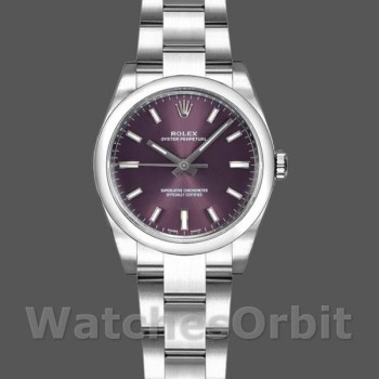 Replica Rolex Oyster Perpetual 26mm voor dames-176200-Grape Red Dial Druifrood