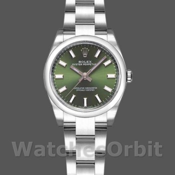 Replica Rolex Oyster Perpetual 26mm voor dames-176200-Olijfgroene wijzerplaat-Oysterband Groen