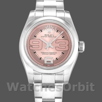 Replica Rolex Oyster Perpetual 26mm voor dames-176200-Pink Maxi Arabic Dial Roze