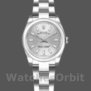Replica Rolex Oyster Perpetual 26mm voor dames-176200-Zilver Index-Roestvrij Staal Zilver