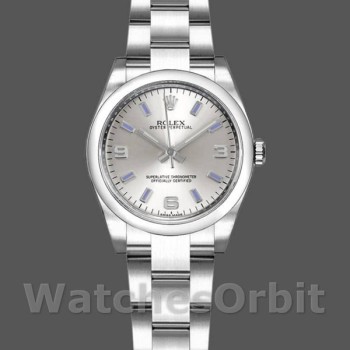 Replica Rolex Oyster Perpetual 26mm voor dames-176200-Roestvrij Staal-Zilveren Wijzerplaat Zilver