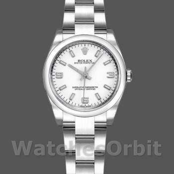 Replica Rolex Oyster Perpetual 26mm voor dames-176200-Roestvrij Staal-Witte Wijzerplaat Wit