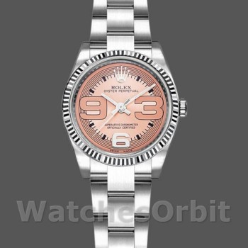 Replica Rolex Oyster Perpetual 26mm voor dames-176234-Pink Maxi Arabische cijfers Wijzerplaat Roze