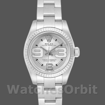 Replica Rolex Oyster Perpetual 26mm voor dames-176234-Silver Maxi Arabic Dial Zilver