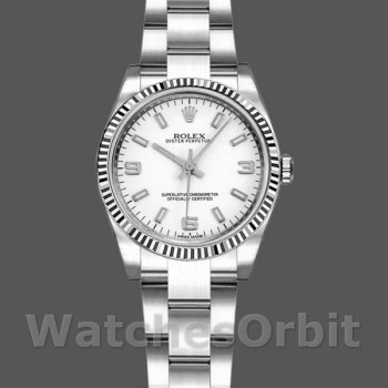 Replica Rolex Oyster Perpetual 26mm voor dames-176234-Witte Romeinse wijzerplaat Wit