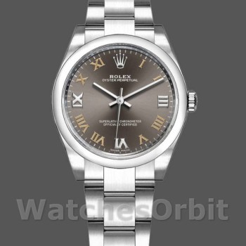 Replica Rolex Oyster Perpetual 31mm voor dames-177200-donkergrijze wijzerplaat-donkergrijze montuur