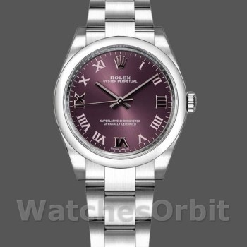 Replica Rolex Oyster Perpetual 31mm voor dames-177200-Grape Red Dial Druifrood