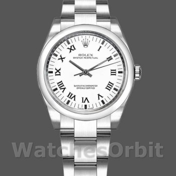 Replica Rolex Oyster Perpetual 31mm voor dames-177200-Witte Romeinse wijzerplaat-Oyster armband wit