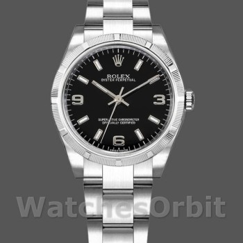 Replica Dames Rolex Oyster Perpetual-177210, 31mm, Roestvrij Staal, Zwarte Wijzerplaat, Lady Black