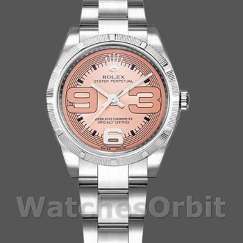 Replica Rolex Oyster Perpetual 31mm voor dames-177210-Pink Maxi Arabic Dial Roze