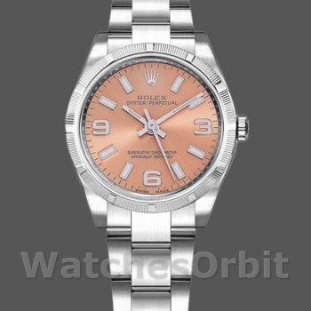 Replica Rolex Oyster Perpetual 31mm voor dames-177210-Roestvrij Staal-Roze Wijzerplaat Roze