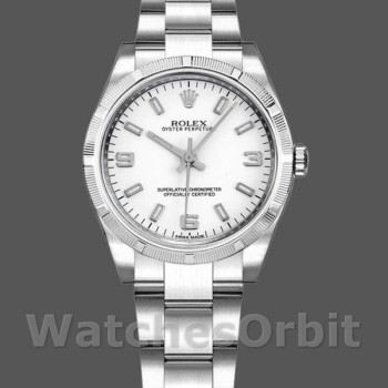 Replica Rolex Oyster Perpetual 31mm voor dames-177210-Roestvrij Staal-Witte Wijzerplaat Wit