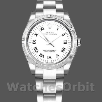 Replica Rolex Oyster Perpetual 31mm voor dames-177210-roestvrij staal-witte Romeinse wijzerplaat wit