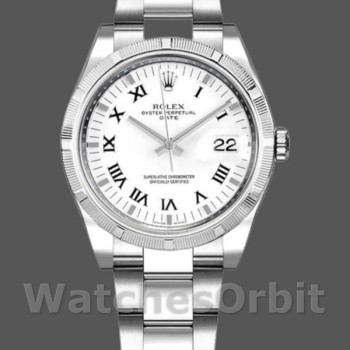 Replica Rolex Oyster Perpetual Date 36mm Unisex-115210-Witte Romeinse cijfers Wijzerplaat Wit